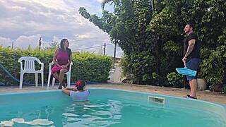 i gave it to my husband's friends in kitchen while he cleaned pool!