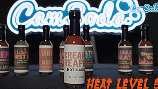 Sexy Petite Milf Drips Hot Sauce on Shaved Pussy Lips for BBC Challenge!