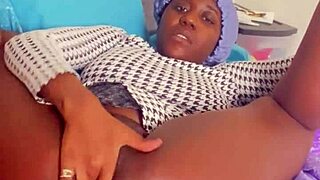 alliyah alecia's cute hairy ebony pussy up close solo