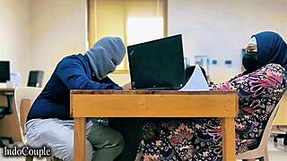 Hijab wife cheats with office buddy's vibrator on her wet pussy?