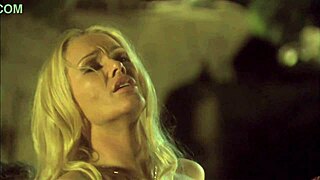 blonde hottie rides cock missionary in garden evening