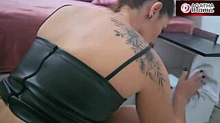 agatha mama hires sexy brazilian maid without panties who sits on cock during cleaning