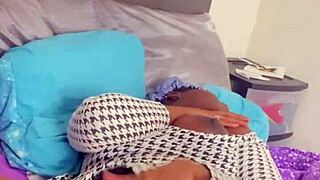 alliyah alecia's cute hairy ebony pussy up close solo