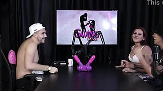 bia ruyva strips sheer red bares tasty pussy after jerk off game!