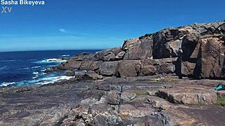 Dude, traveling nude with Sasha Bikeyeva's perfect body and hot ass on Atlantic coast!