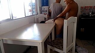 naughty wife barebacks hung black bull while hubby's washing dishes