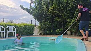 i gave it to my husband's friends in kitchen while he cleaned pool!