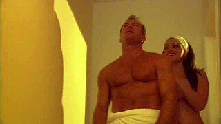 Brandy toys herself then takes double penetration cumshot facial