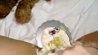 Kinky 18YO Virgin Step Sis Masturbates with Creamy Cake Instead of College!