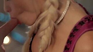 blonde bombshell delivers expert blowjob facial and swallows every drop