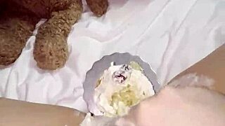 Kinky 18YO Virgin Step Sis Masturbates with Creamy Cake Instead of College!