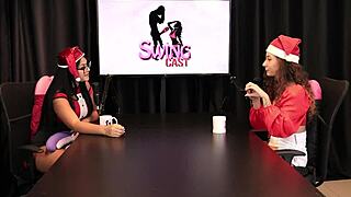 Jujube Delícia's sheer red Christmas kissing oral special