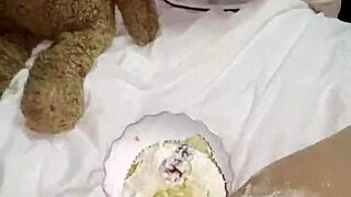Kinky 18YO Virgin Step Sis Masturbates with Creamy Cake Instead of College!