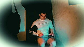 Sexy white outfit shines on his massive 18cm cock cam angle two