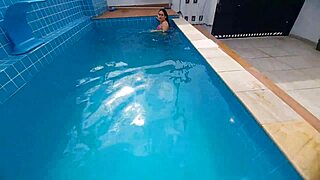 half sis shocked by my hard cock poolside