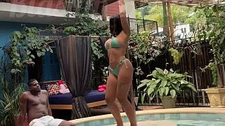 casada gostosa lina nakamura takes big cock facial poolside at hotel - public interracial show