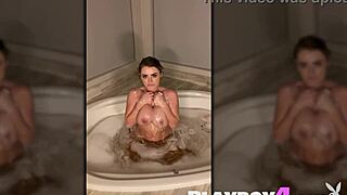 Big fake tits Sophie Dee poses hot then masturbates with dildo pussy fuck