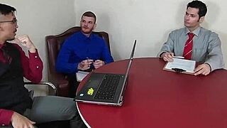 Office erupts in raw slutty anal interracial whore frenzy