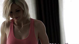 Euro babe rides lover's cock cowgirl style in romantic handjob scene