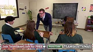 athena so horny in class, entire group uses her tight pussy?