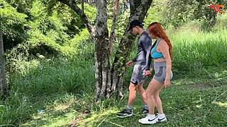 afternoon workout turns into outdoor quickie fuck bent over with andrea castro and milanrodriguez