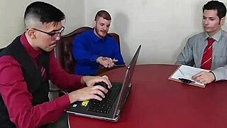 Office erupts in raw slutty anal interracial whore frenzy