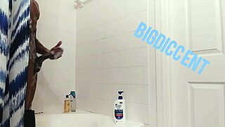 Stroking this thick dick in the shower off the clock homemade edition