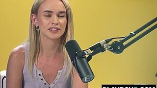 Hot teen 18+ Khloe Kingsley fingers her hairy petite pussy to orgasm for Playboy solo.