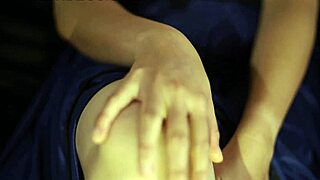 hyper wet masturbation in blue satin lingerie till pussy soaks