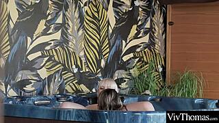 Sexy blondes lick pussies in jacuzzi!