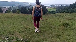 Amateur Stepmom Flashes Huge Shaved Pussy and Tits in Forest for Stepson