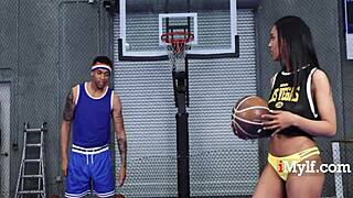 Ebony milf rides tight ass outdoors