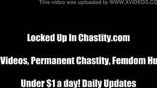 femdom locks your throbbing dick in tight chastity cage