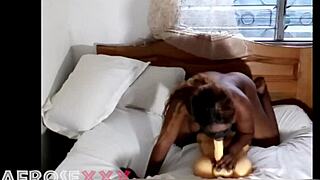 Ebony babe endures deepthroat face fucking and sloppy blowbang training on black cocks