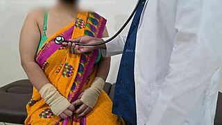 in the hospital, doctor gropes and checks telugu aunty's huge boobs as nurse watches
