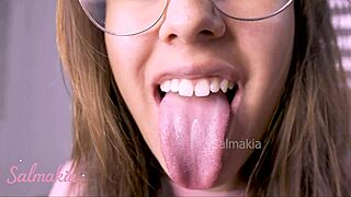 salmakia's long tongue licks and sucks homemade latina style