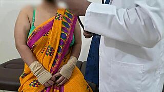 in the hospital, doctor gropes and checks telugu aunty's huge boobs as nurse watches