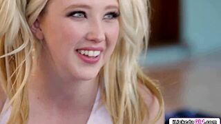 Petite blonde facesits lesbian friend deeply