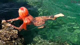 naked girl splashing in blue water 💦😏