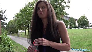 Skinny Lara Fox's Tight Ass Cum-Covered After Public Garage Pickup Ride