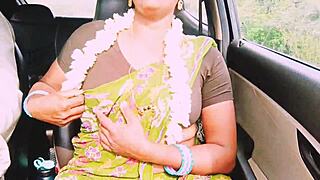 Indian aunty fucks young boy hard on long drive with telugu dirty talk