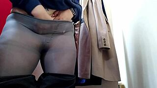 stepmom, why finger your hairy wet milf pussy alone in the fitting room?