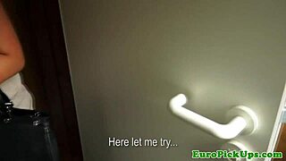 Euro babe flashes big natural tits after pickup now suck my cock outdoors