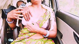 Indian aunty fucks young boy hard on long drive with telugu dirty talk