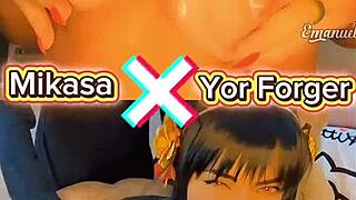 yor forger x mikasa cosplay, who’s the biggest slut here?