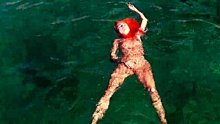 naked girl splashing in blue water 💦😏