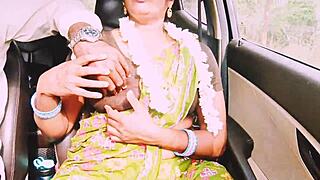 Indian aunty fucks young boy hard on long drive with telugu dirty talk