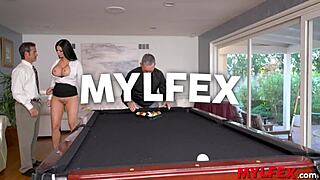 Hey bosses bang busty secretary hard on pool table