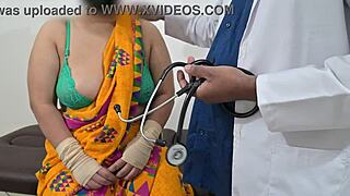 in the hospital, doctor gropes and checks telugu aunty's huge boobs as nurse watches