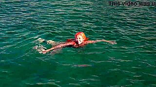 naked girl splashing in blue water 💦😏